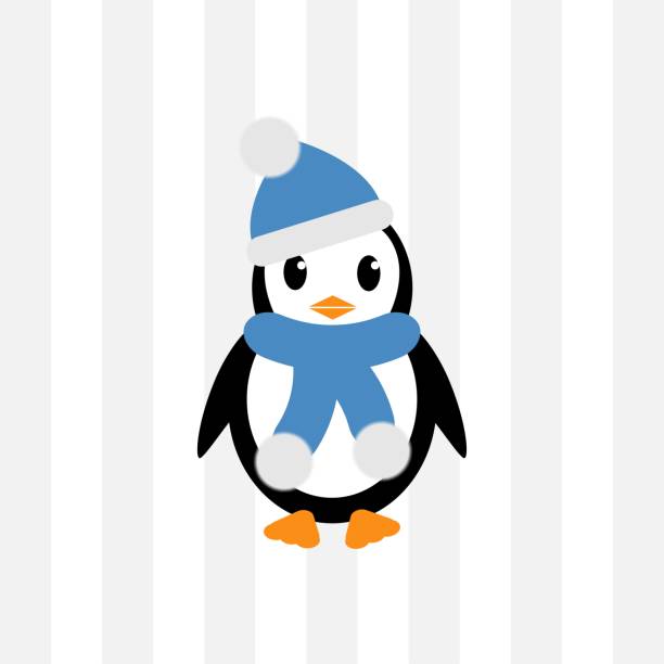 Cute cartoon penguin in a blue hat and scarf in winter weather on a transparent background. Vector illustration of arctic bird in flat design. Cute cartoon penguin in a blue hat and scarf in winter weather on a transparent background. Vector illustration of arctic bird in flat design. sweet little models pictures stock illustrations