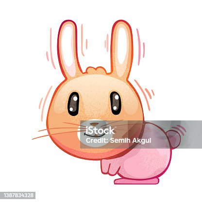 istock Cute Cartoon Rabbit Vector Illustration, Animal Mascot Character 1387834328
