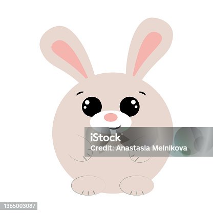 istock Cute cartoon round Rabbit. Draw illustration in color 1365003087