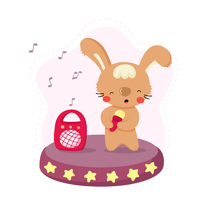 Cute cartoon singing rabbit