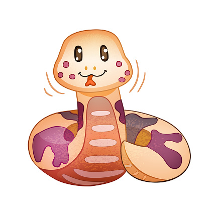 Cute Cartoon Snake Vector Illustration, Animal Mascot Character