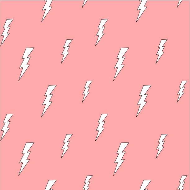 cute cartoon white lightning on pink background seamless vector pattern illustration cute cartoon white lightning on pink background seamless vector pattern illustration lightning drawings stock illustrations