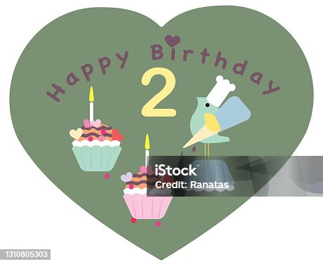 istock Cute chef bird animal character is baking cupcakes for birthday celebration 1310805303