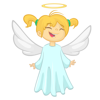 Cute Christmas Angel Character Vector Illustration Isolated Stock ...