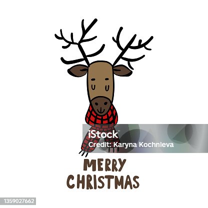 istock Cute christmas deer 1359027662