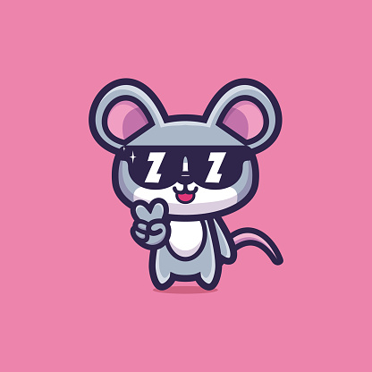Cute cool style mouse wearing glasses