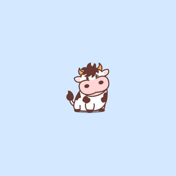 Cute cow cartoon icon, vector illustration Cute cow cartoon icon, vector illustration brown cow stock illustrations