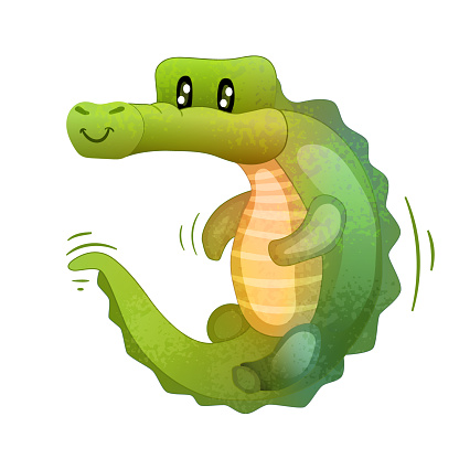 Cute Crocodile, Cute Alligator Vector Illustration, Cartoon Style