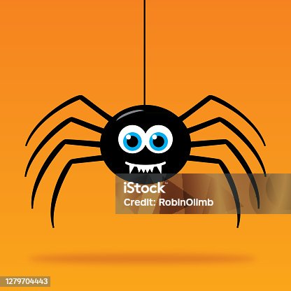 istock Cute Dangling Cartoon Spider 1279704443