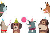 Dog happy birthday party vector illustration.