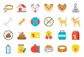 istock cute dog related icon set such as collar, pet not allowed sign, bowl, medicine, grooming equipment 1049284688