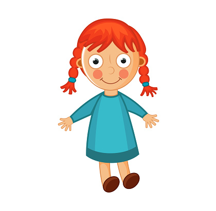 Cute doll vector illustration isolated on white background