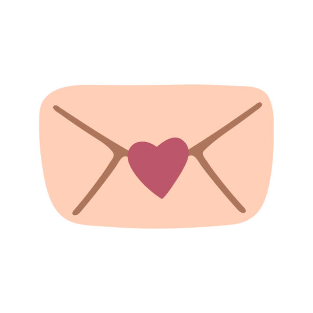 stockillustraties, clipart, cartoons en iconen met cute doodle love letter, envelope with heart icons. hand drawn vector illustration - unbox