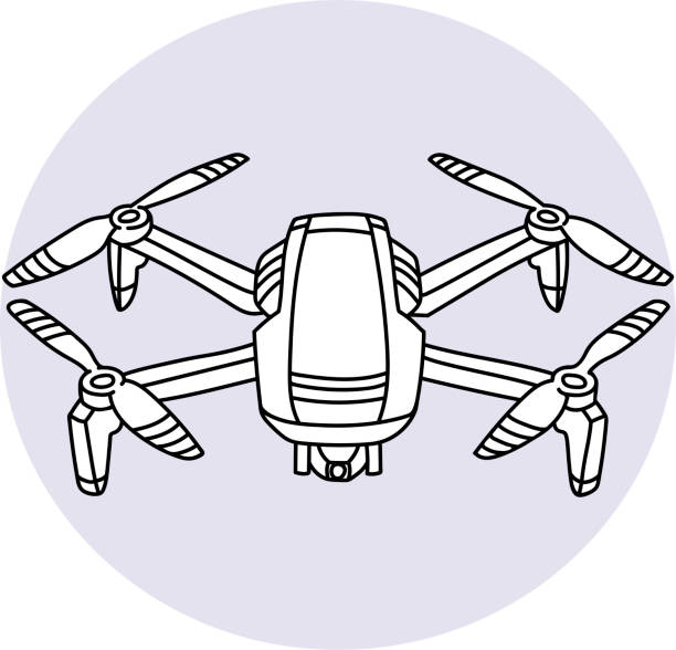 Cute drone illustration Hand drawn vector illustration of a drone. Cute quadrocopter doodle with camera isolated on white background. drone drawings stock illustrations