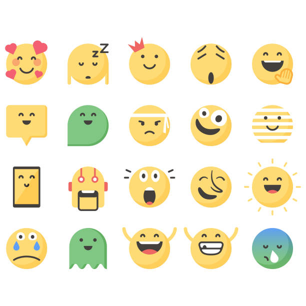 Vector illustration of a set of cute and colorful emoticons