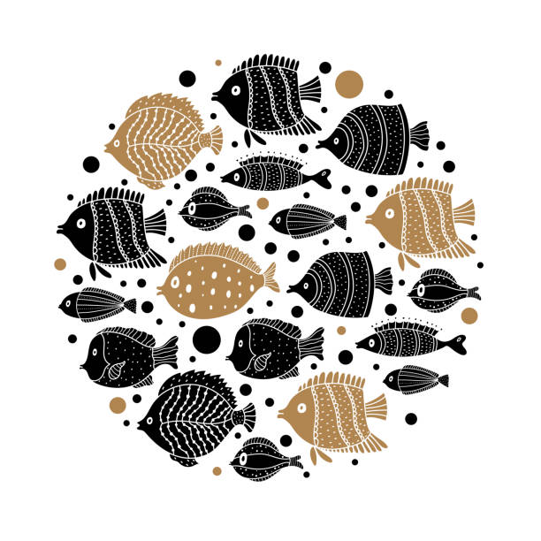 sevimli balık kartı. - medusa festival stock illustrations