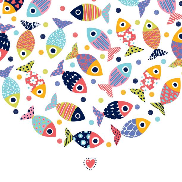 cute fish card. - medusa festival stock illustrations