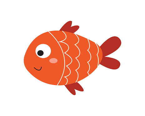cute fish illustration in orange.