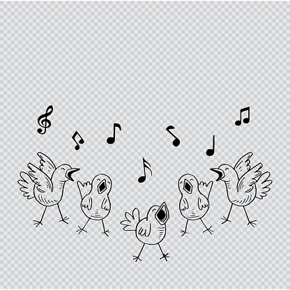 Cute five little chick cartoon singing