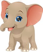 Vector illustration, cheerful cute elephant on a white background