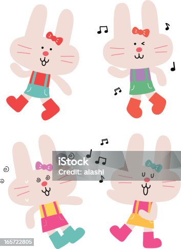 istock Cute Funny Female Bunny Characters in various emotions 165722805