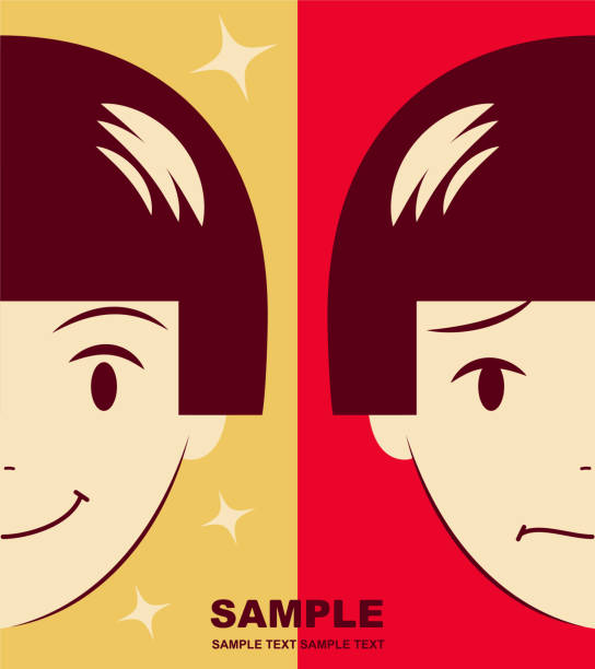 Cute girl facial expression on happy and sad Unique Characters Vector art illustration.
Cute girl facial expression on happy and sad. half happy half sad stock illustrations