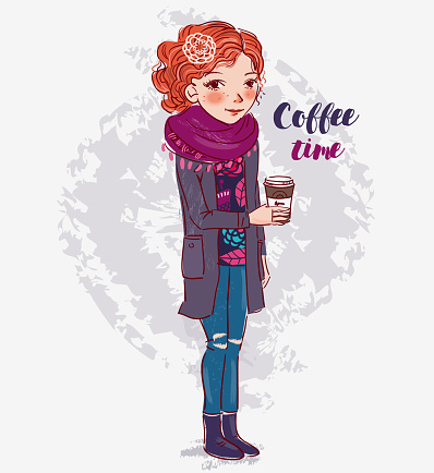 Cute girl with coffee cup