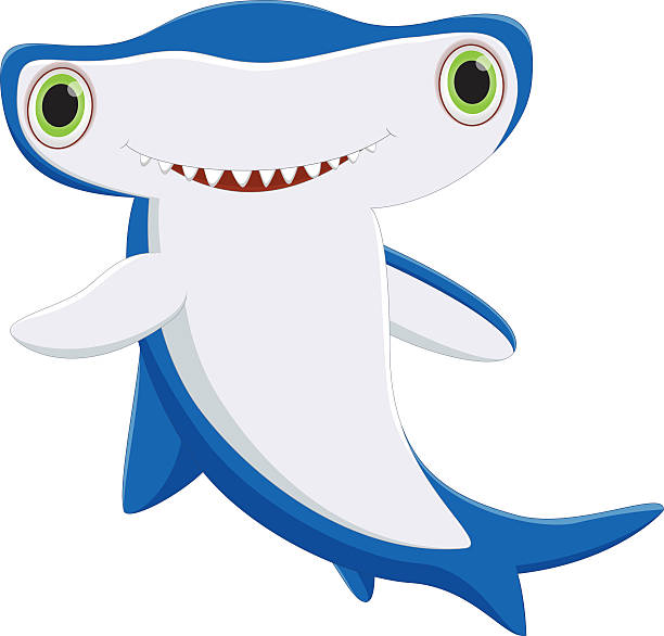 милый акула-молот мультяшный - cartoon hammerhead shark stock illustrations...