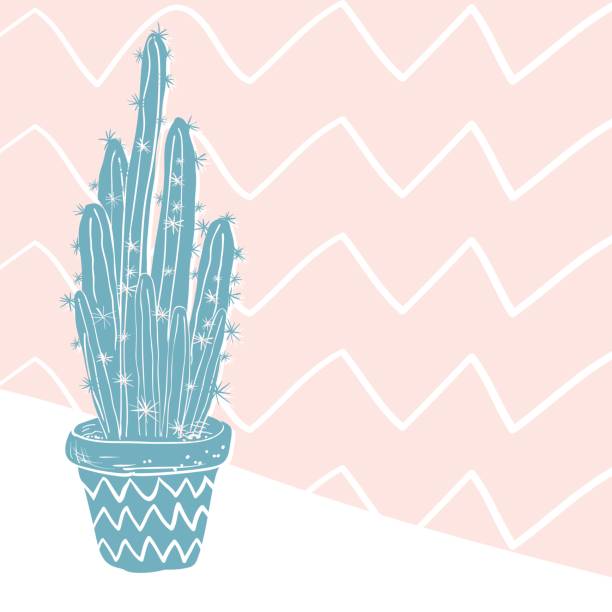 Cute Hand Drawn Cactus Background Cute Hand Drawn Cactus Background cactus patterns stock illustrations
