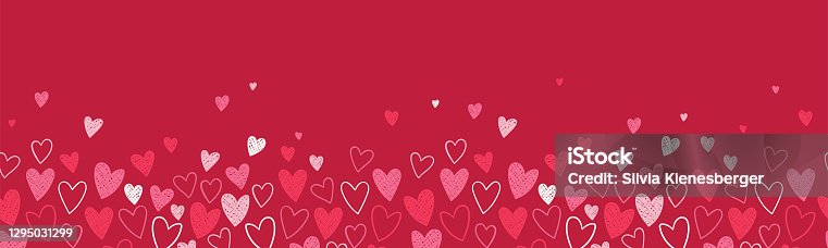 istock Cute hand drawn hearts seamless pattern, great for Valentine's Day, Weddings, Mother's Day - textiles, banners, wallpapers, backgrounds. 1295031299