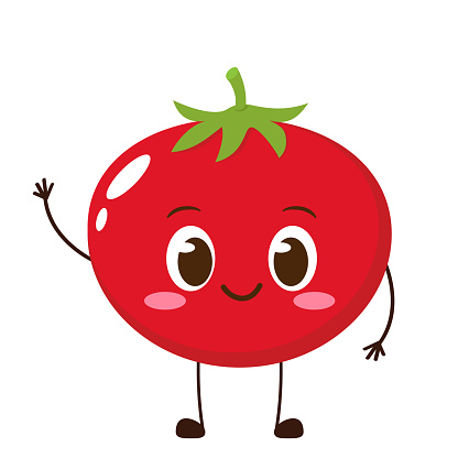 Cute happy red tomato character