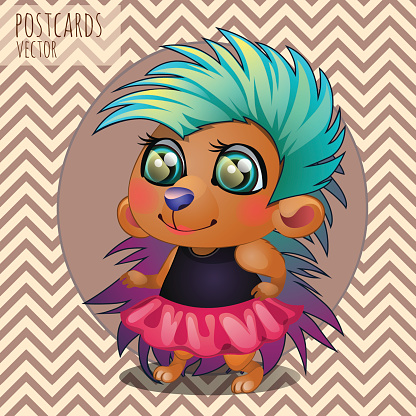 Cute hedgehog girl rocker, cartoon series