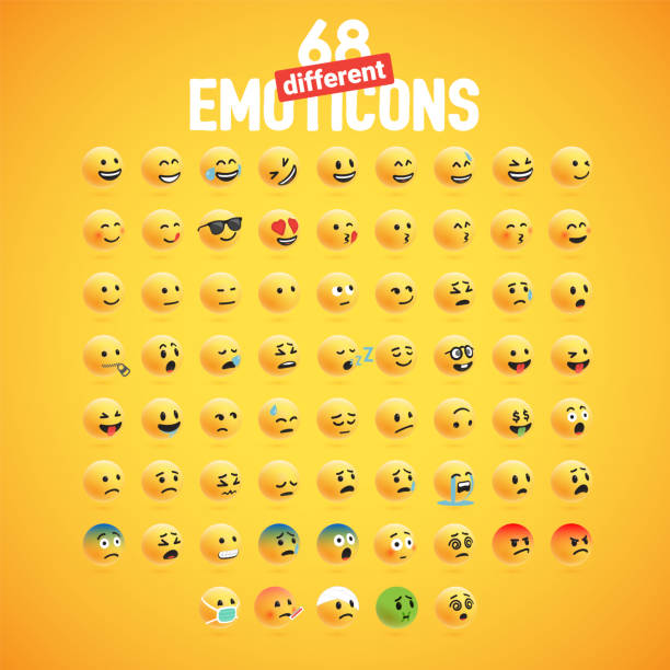 ładny wysokiej szczegółowy żółty zestaw emotikonów 3d dla sieci web, ilustracja wektorowa - emoji stock illustrations