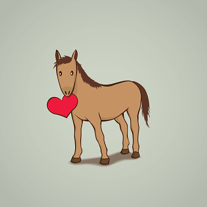 Cute Horse with a red love heart