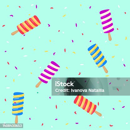 istock Cute ice cream seamless pattern with sprinkle background. 1408430653