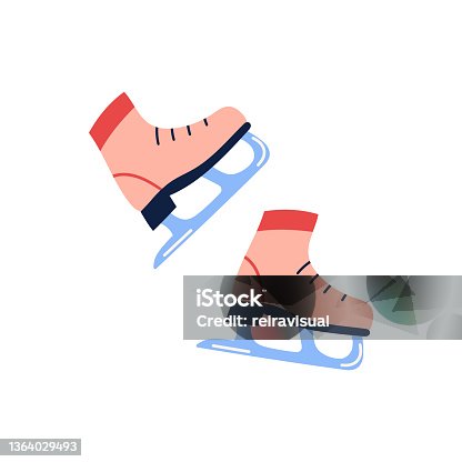istock Cute ice skates for winter sport and recreation, flat vector illustration isolated on white background. 1364029493