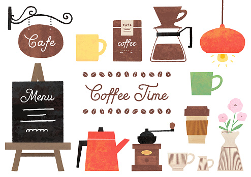 Cute illustration of a cafe watercolor style
