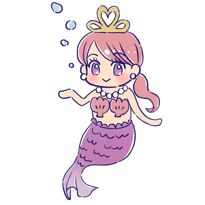 Cute illustration of a mermaid with a tiara