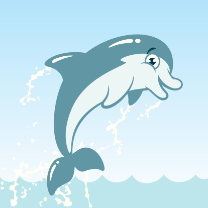 Cute Jumping Dolphin Cartoon Character