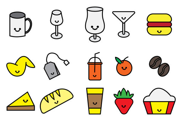 Cute Kawaii Icon Illustration For Restaurant Caffe Food and Beverage Business vector art illustration