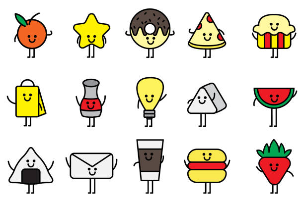 Cute Kawaii Icon Illustration For Restaurant Caffe Food and Beverage Business vector art illustration
