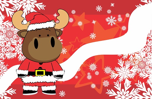 cute kawaii moose character cartoon xmas background illustration
