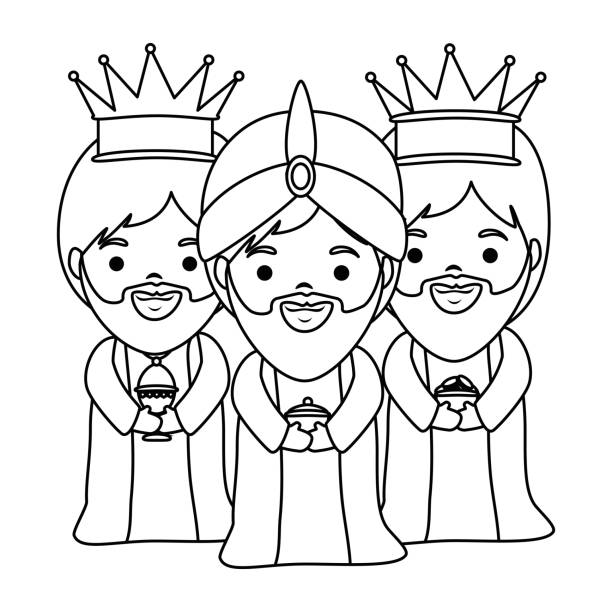 illustrations, cliparts, dessins animés et icônes de avatars de noël mignon rois sorciers - gaspard ulliel
