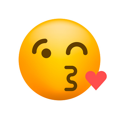 Cute Kiss Emoticon On White Background Isolated Vector Cute Kiss Emoticon On White Background Isolated Vector