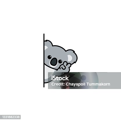istock Cute koala peeking cartoon, vector illustration 1331882338