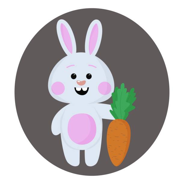 Cute little bunny with carrot. Easter bunny multicolored vector clipart. Easter card, happy Easter. Cute little bunny with carrot. Easter bunny multicolored vector clipart. Easter card, happy Easter easter sunday stock illustrations