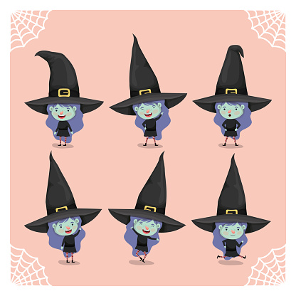 cute little girls with witches costumes