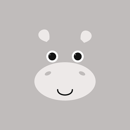 Cute little hippo. Vector illustration, design template for poster, greeting card, banner, print on children's t-shirt, clothes.