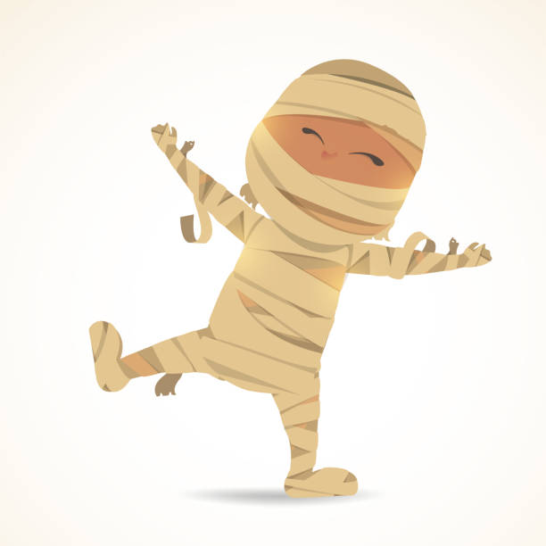 A cute little mummy. Halloween mummy kids costume character design...