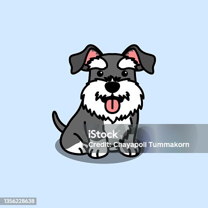 istock Cute miniature schnauzer puppy sitting cartoon, vector illustration 1356228638
